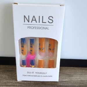 Professional DIY Nail Set - Blue and Orange